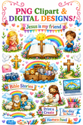 15 + 1 NOA Arte + 2 Clipart Free. Christian Kids Watercolor Clipart Bundle | PNG Clipart & Digital Designs | Bible Stories | Sunday School | Homeschool | Printable